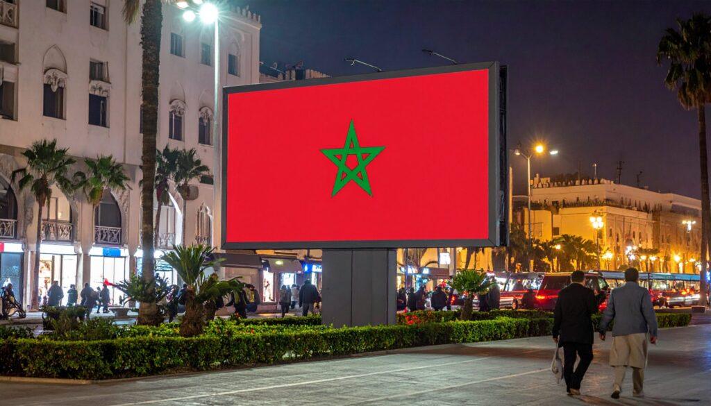 Écran géant led extérieur 1 Firefly Generate an image of A modern LED billboard showing morrocan flag in Casablanca Moro 536847 scaled