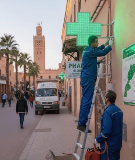 Croix de pharmacie 15 installation croix led